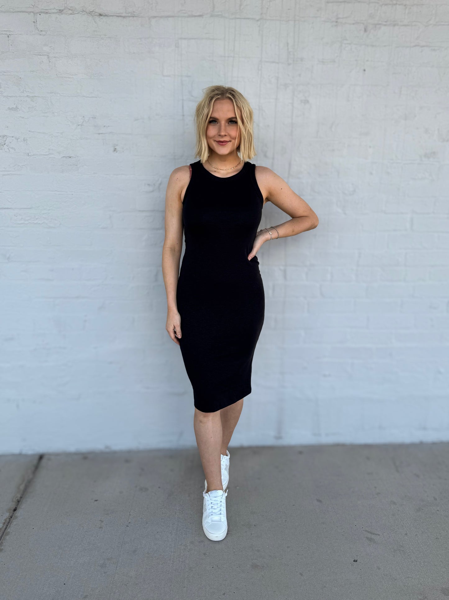 Black Fitted midi dress
