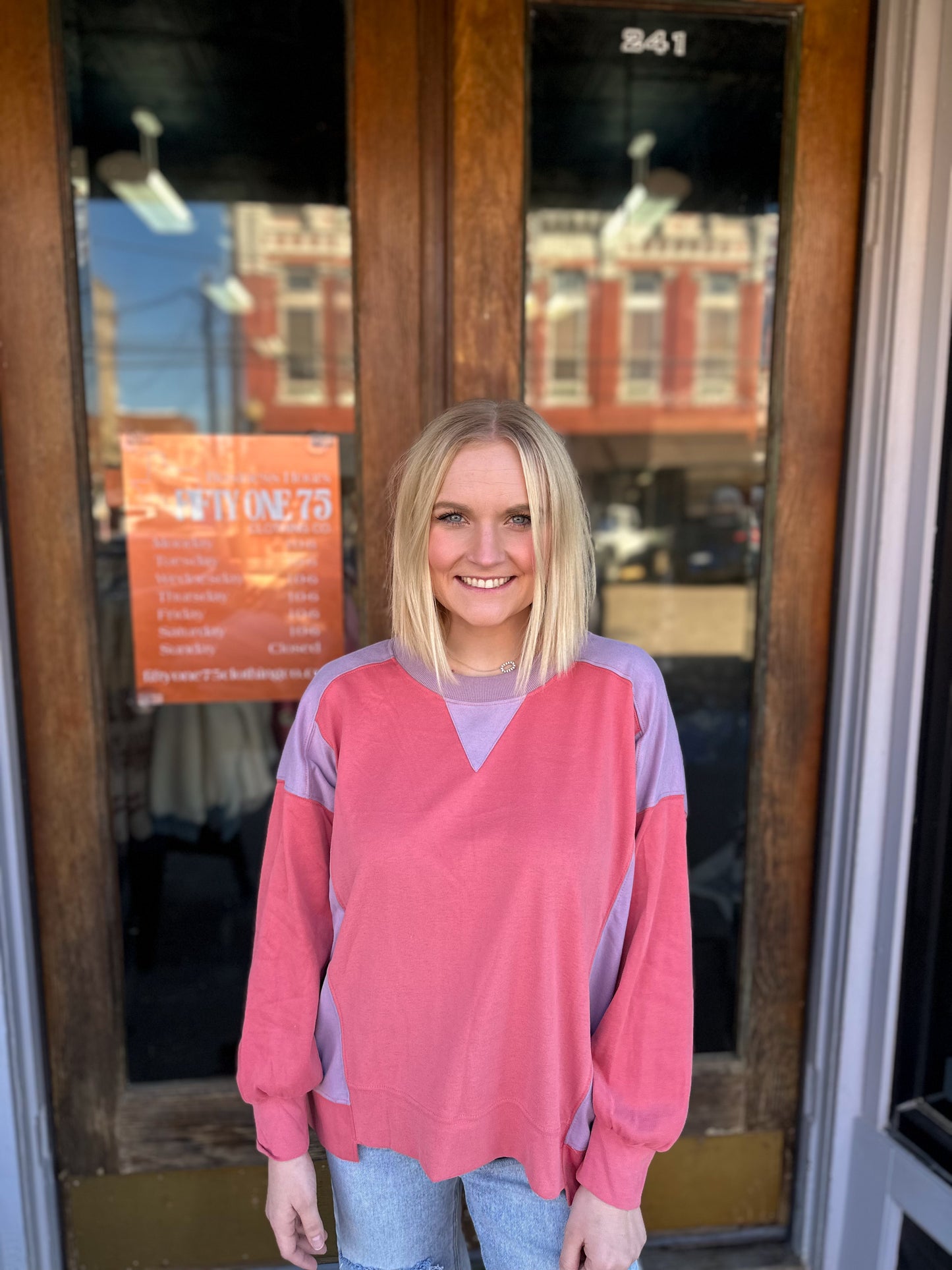 Dark Coral/ Peach v neck