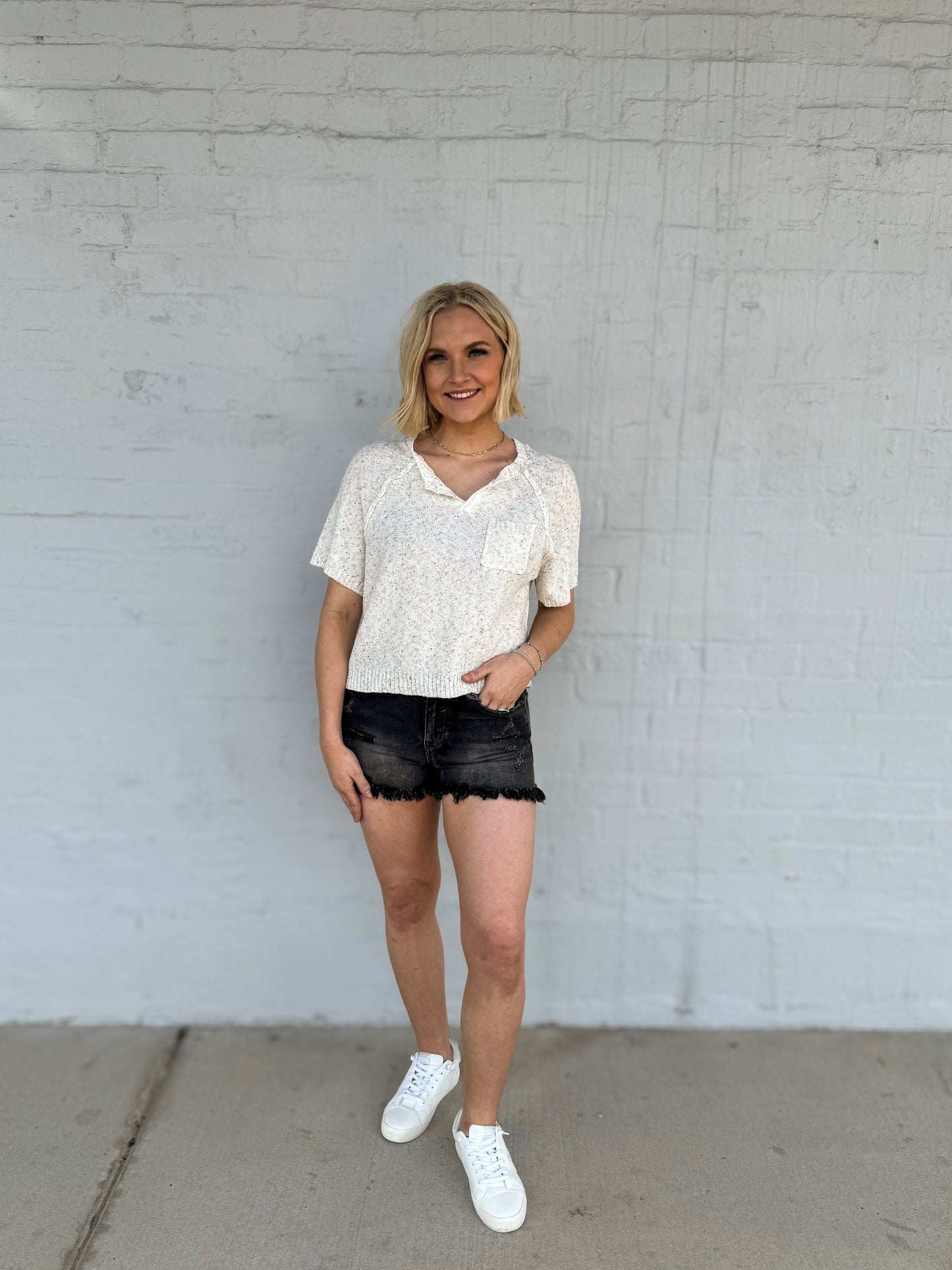 Light Knit Short Sleeve Top