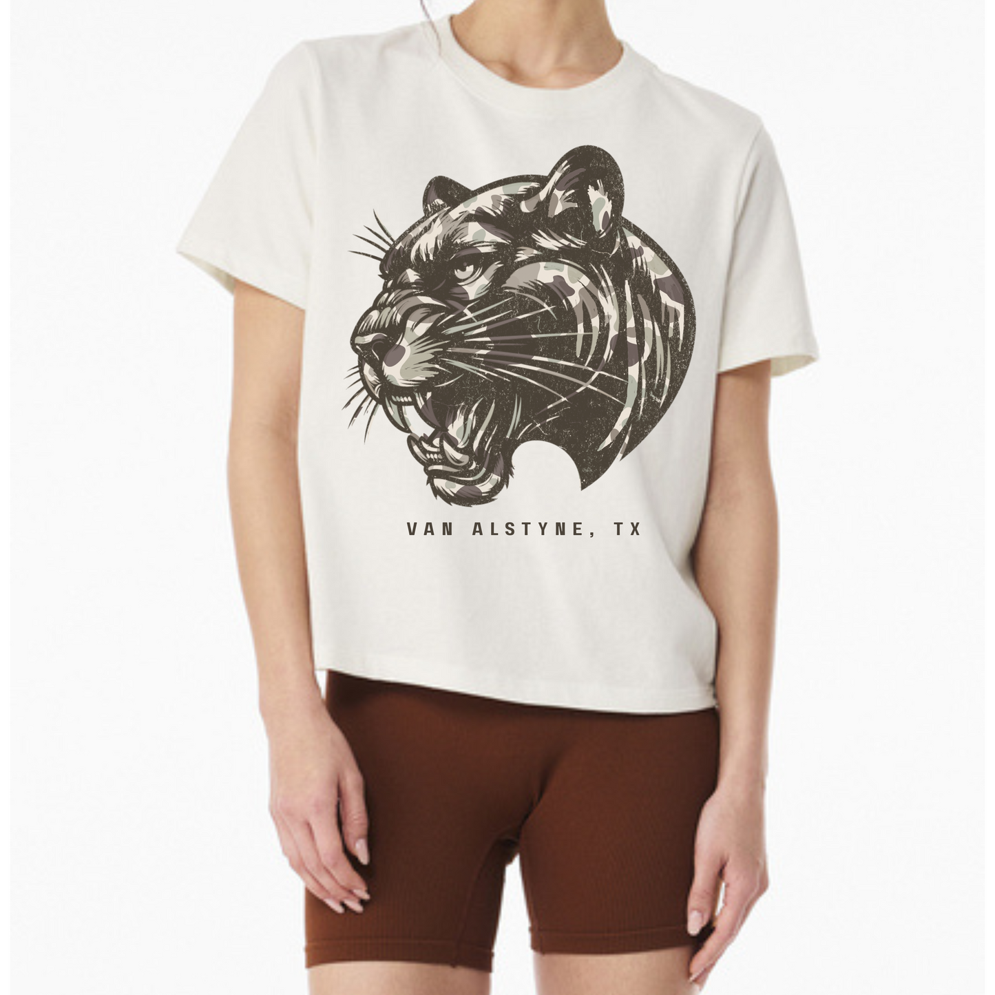 Camo Panther Head Crop Tee