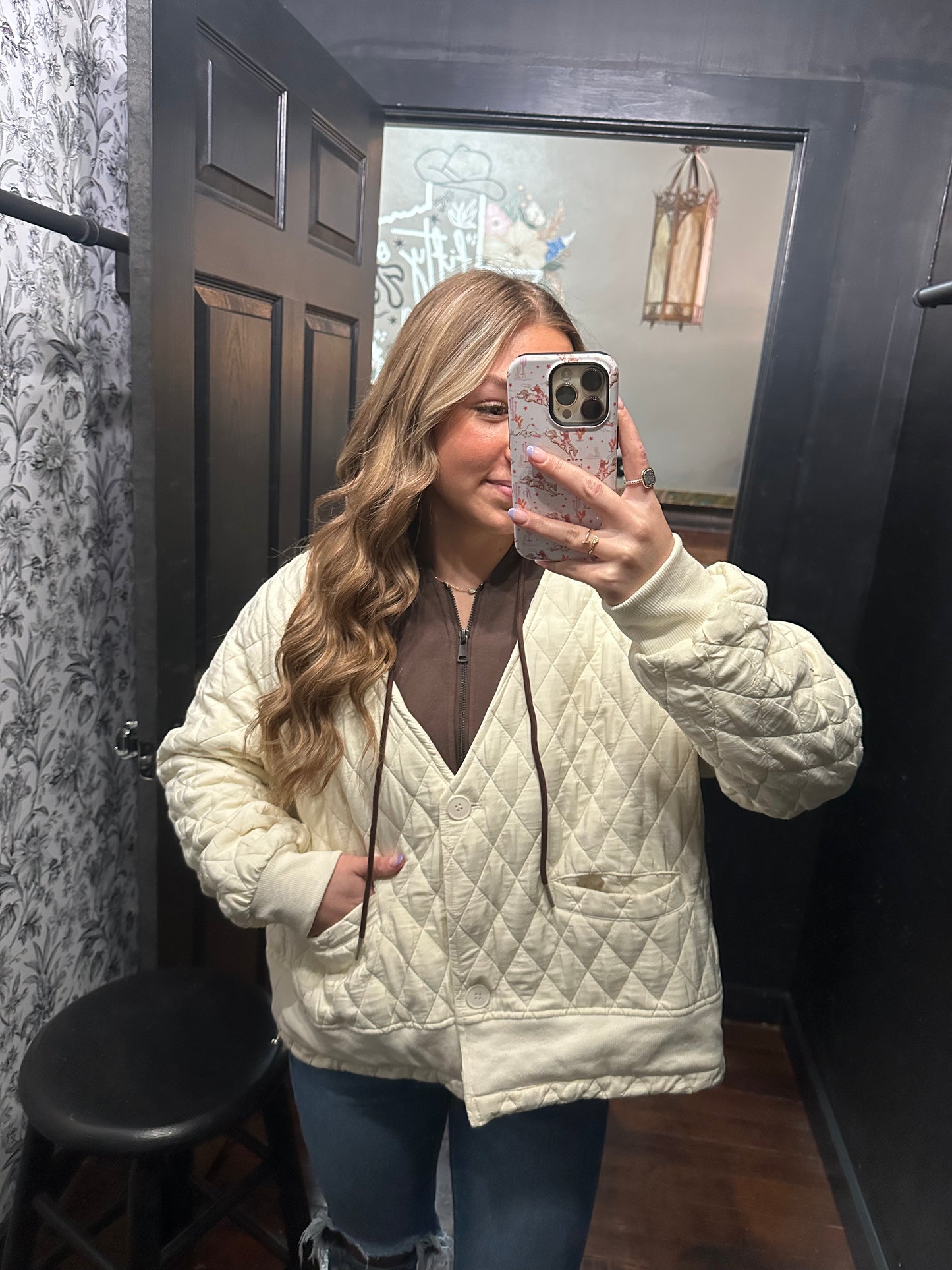 Quilted Contrast Hoodie Puffer Jacket