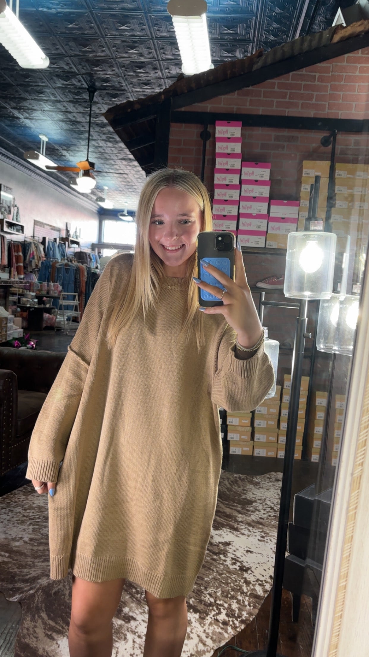 Khaki Sweater Mini Dress