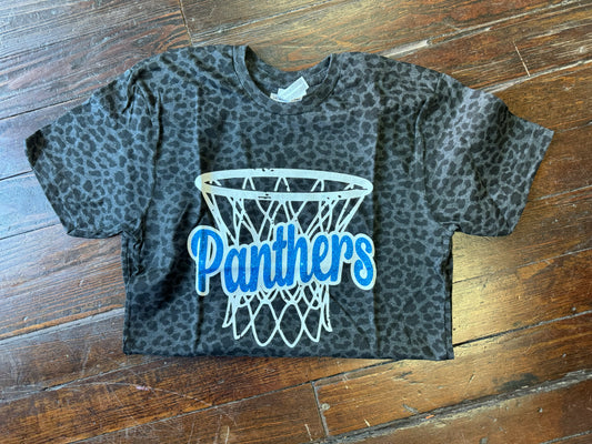 Team Basketball Faux Glitter Leopard tee