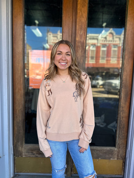 Tan Western Crewneck