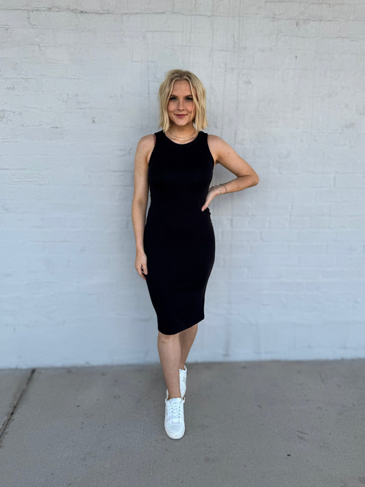 Black Fitted midi dress