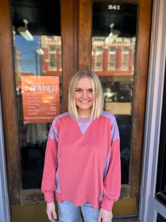 Dark Coral/ Peach v neck
