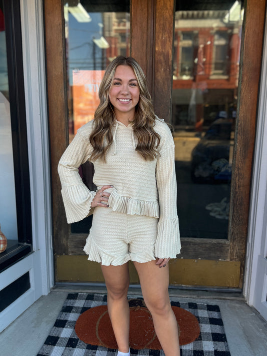 Cream ruffle Set