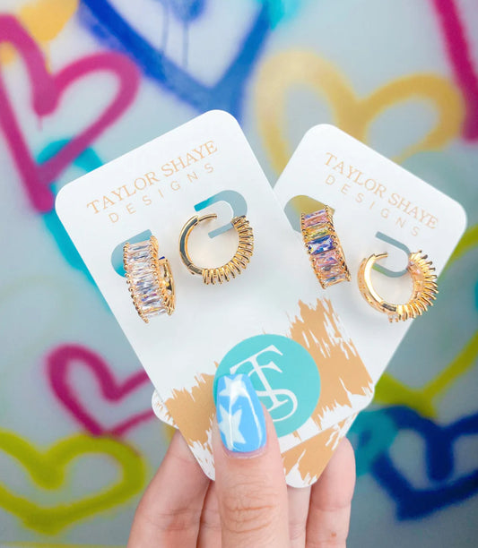 Taylor Shaye Designs - Crystal Baguette Huggies