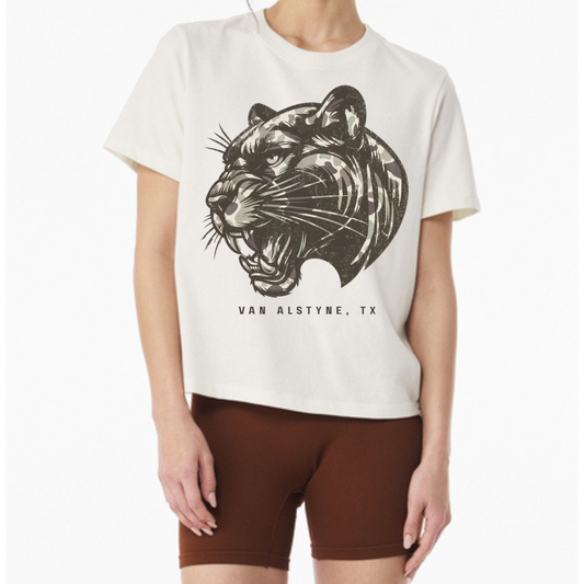 Camo Panther Head Crop Tee