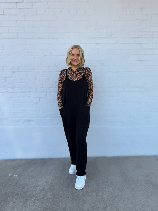 Leopard Mesh Mock Neck Fitted Top