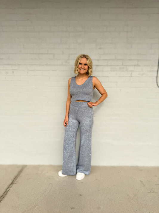 Metallic Sweater Tank Pants set