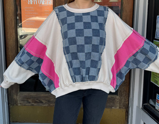 Washed Denim and Knit Mix N Match Top