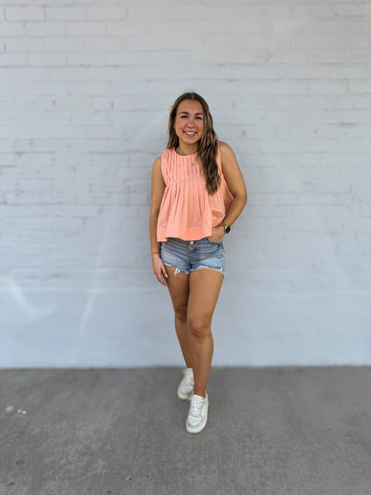 Pintuck Peach top