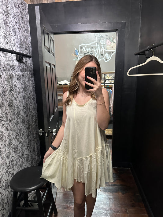 Cream v-split Dress