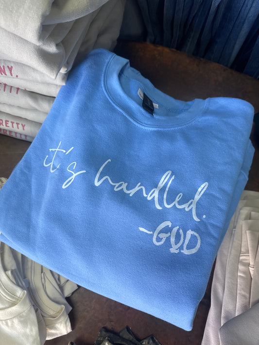 It is Handled crewneck