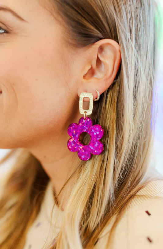 Taylor Shaye Designs - Fuchsia Sequin Rylee flower drops