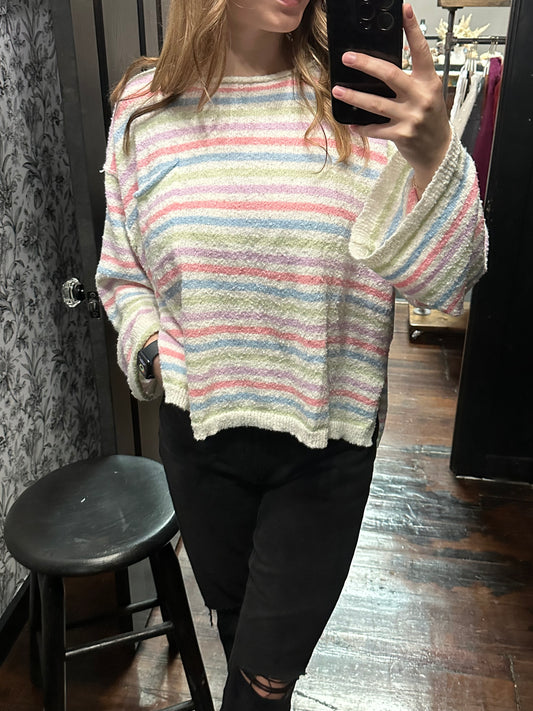 Poly Multi Color stripe Loose fit Sweater