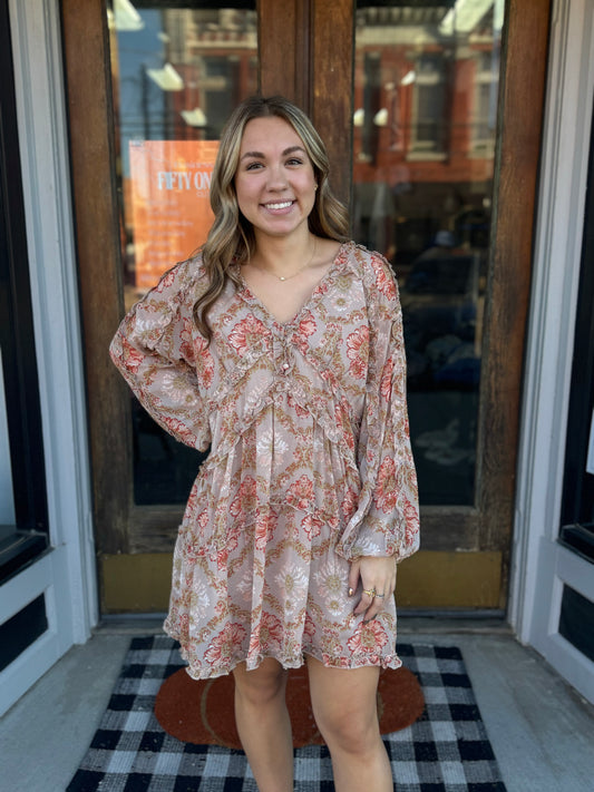 Tan floral Dress