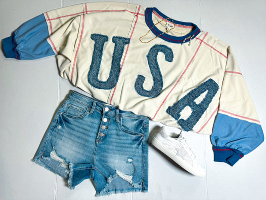 washed Denim USA longsleeve