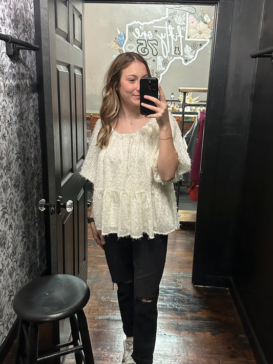 White Sequin black bow