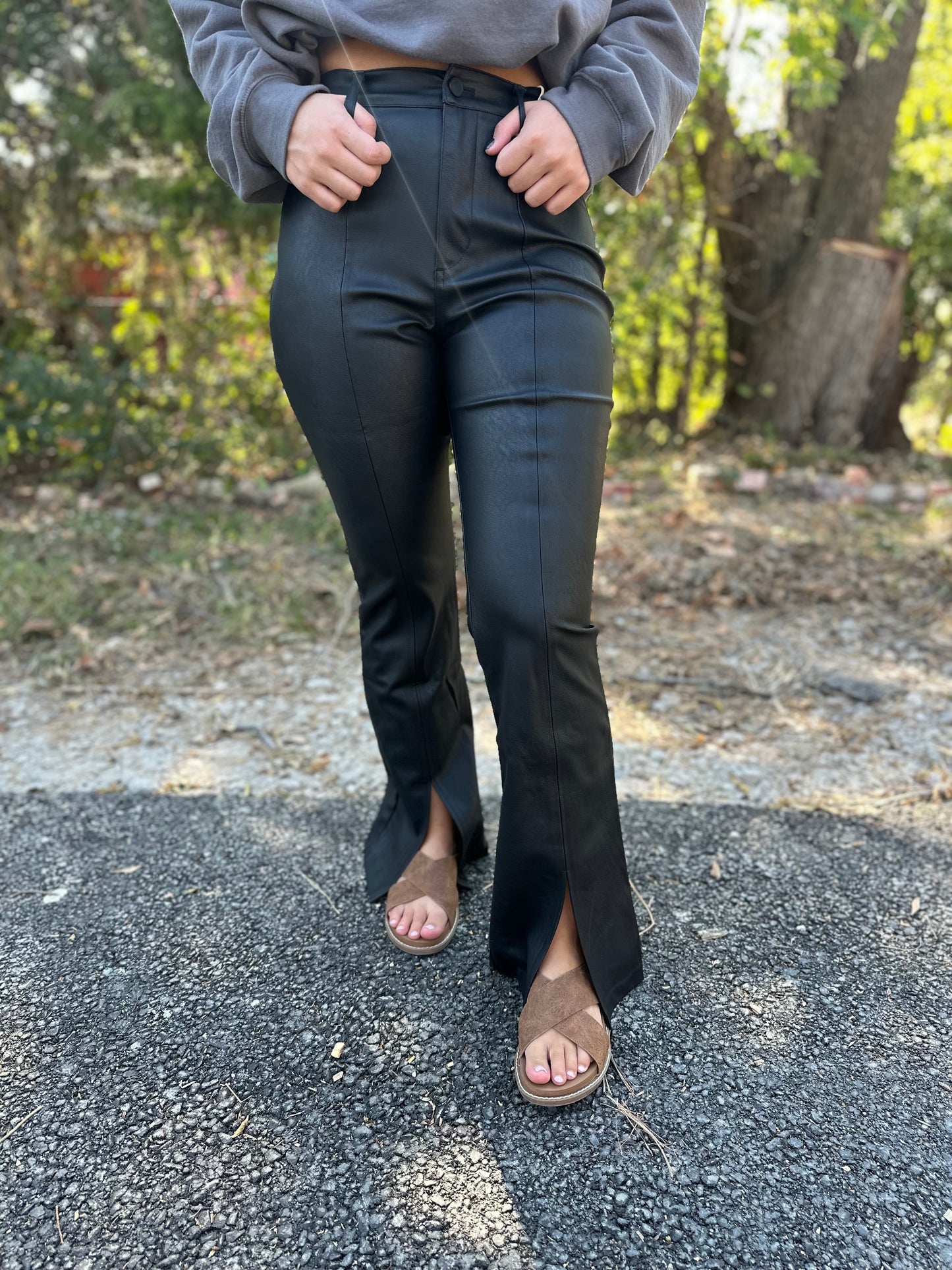 [KanCan] Mars High Rise Faux Leather Bootcut Jeans