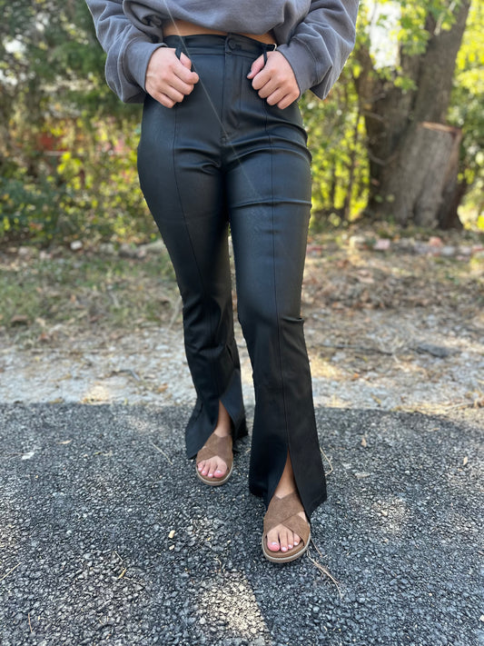 [KanCan] Mars High Rise Faux Leather Bootcut Jeans