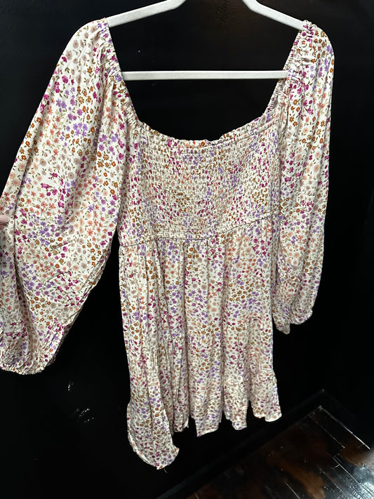Hem & Thread Smocked Bubble Babydoll Ditsy Print Dress