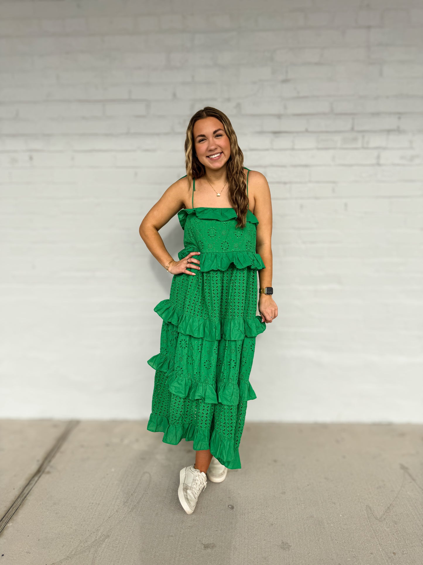 Bright Green Scalloped Embroidered dress