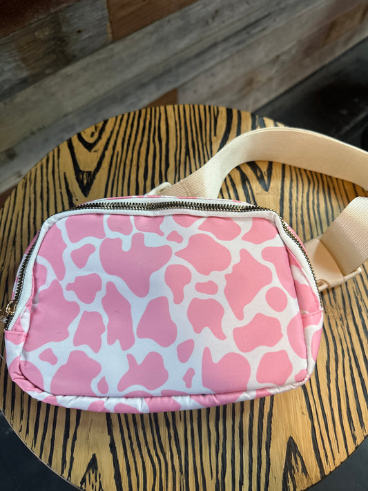 Pink Cowhide Crossbody Bag