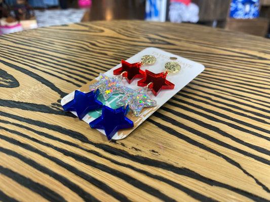 Taylor Shaye - USA Triple Star Drop Earrings