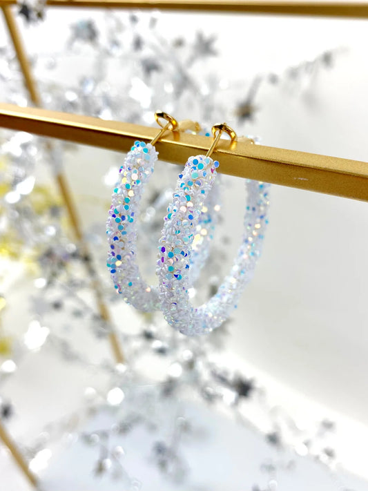 Glitter Hoops - OFF white