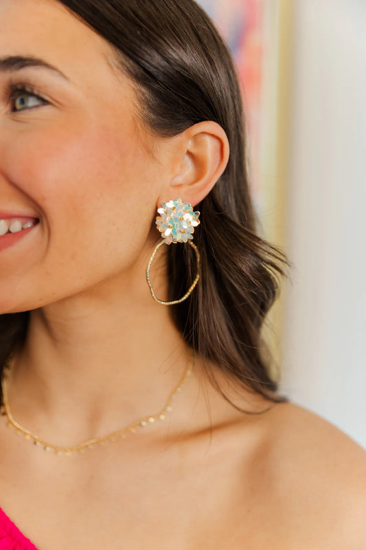 Iridescent Flower Hoops - Iridescent/rectangle