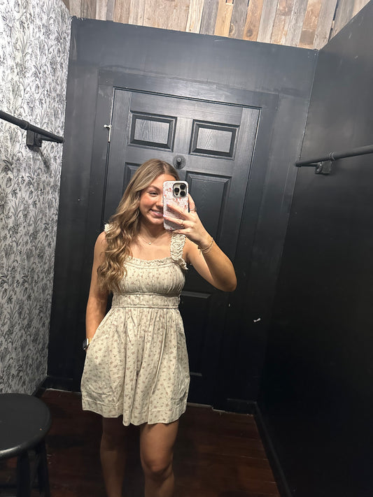 Rayon Jacquard Lace Tiered Mini Dress - cream