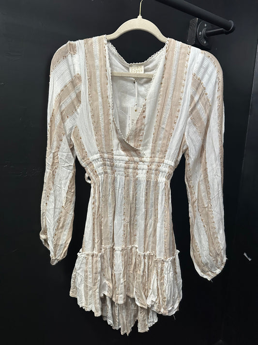 Natural Stripe Lurex coverup Dress