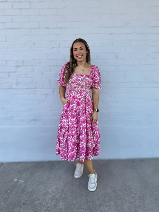 Pink Square neck mini Dress