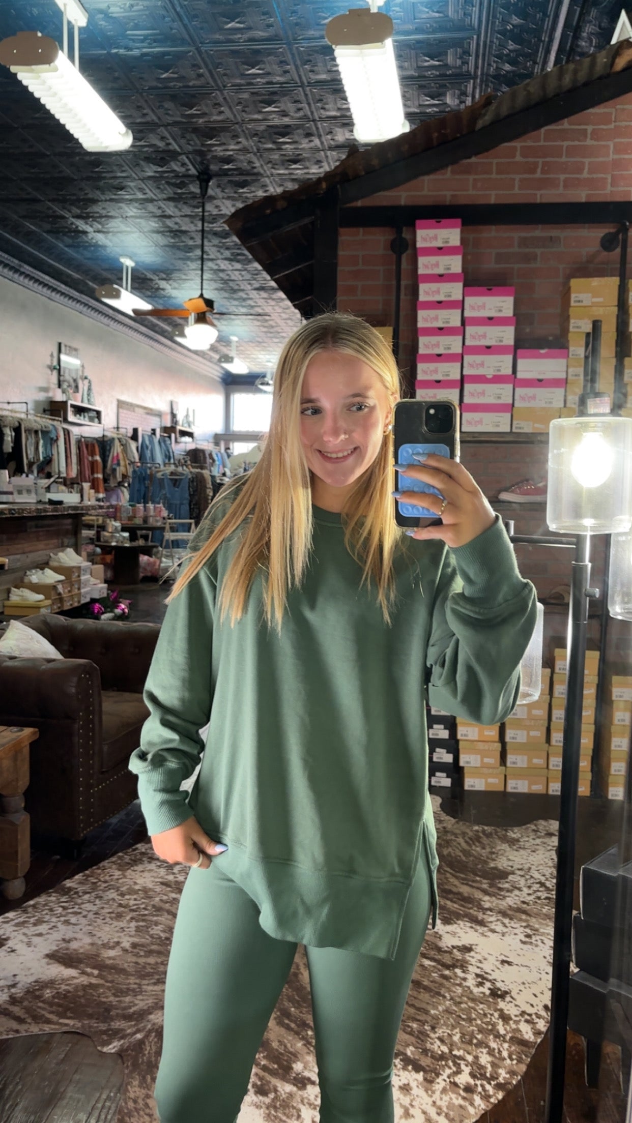 Oversized Ribbed Set Green