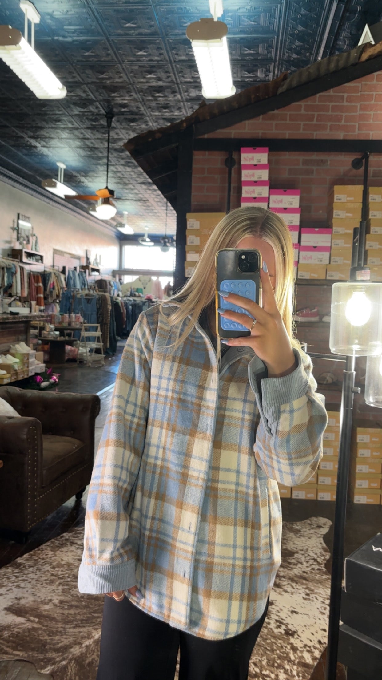 Blue Corduroy Reversible Shacket