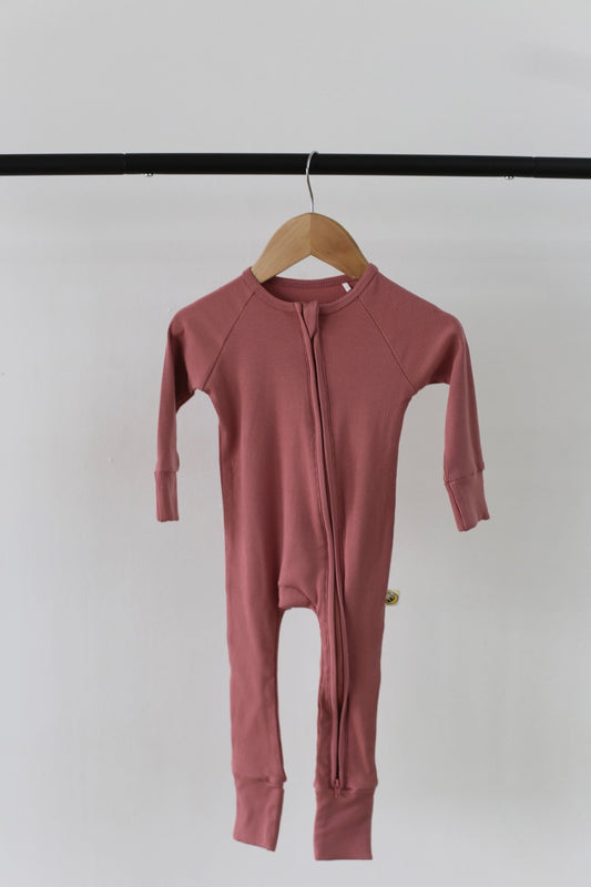 Ribbed Rose Rompers