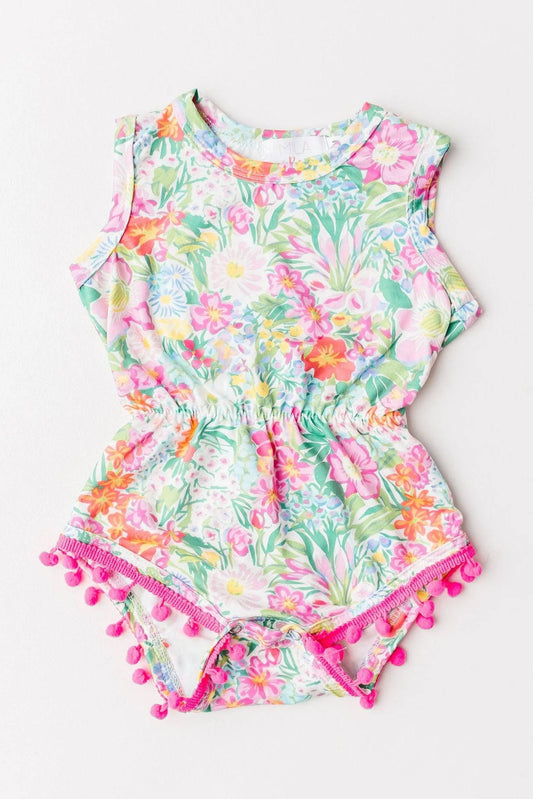 Preppy Petals Pom Pom Romper